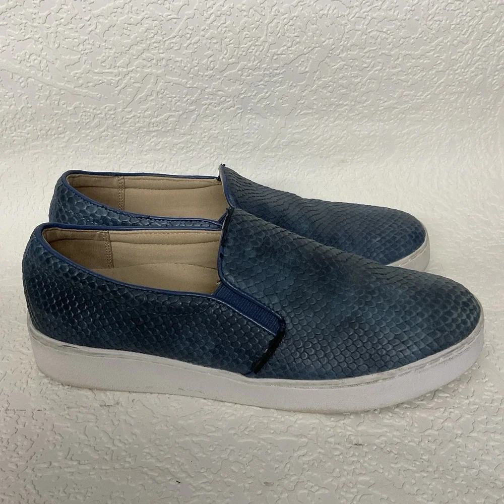 Vionic Midisnake Loafers Shoes‎ Women's Size 7 US/38 EU Blue Leather Orthotic